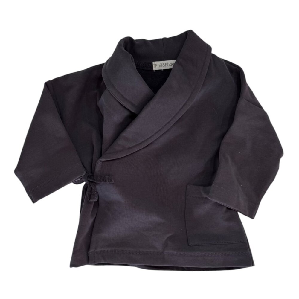 PHIL&PHAE - CROSS OVER SWEAT JACKET - 95% ORGANIC COTTON - BROWN - 5Y B